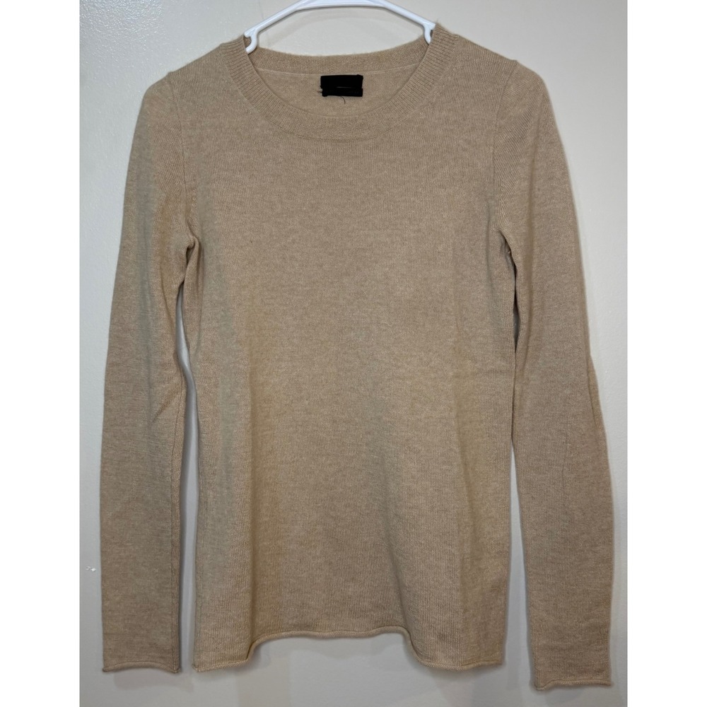 J.Crew Collection Italian Cashmere Sweater Tan Crew‎ Neck E2054 Women's Size M
